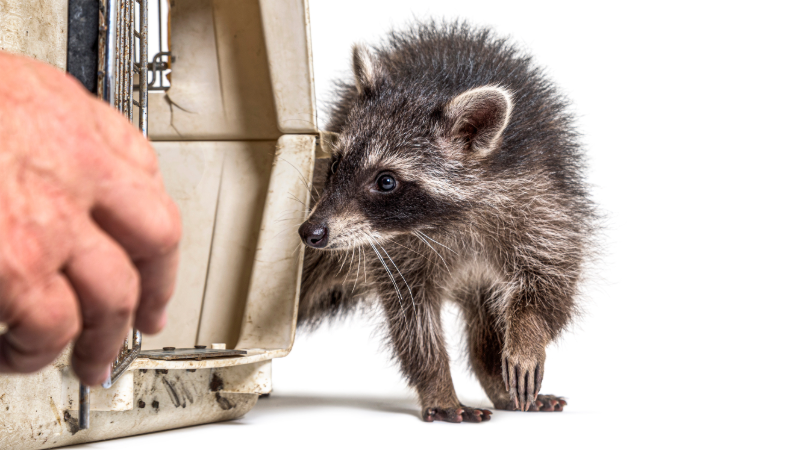 Jeune raton laveur curieux sur une surface blanche